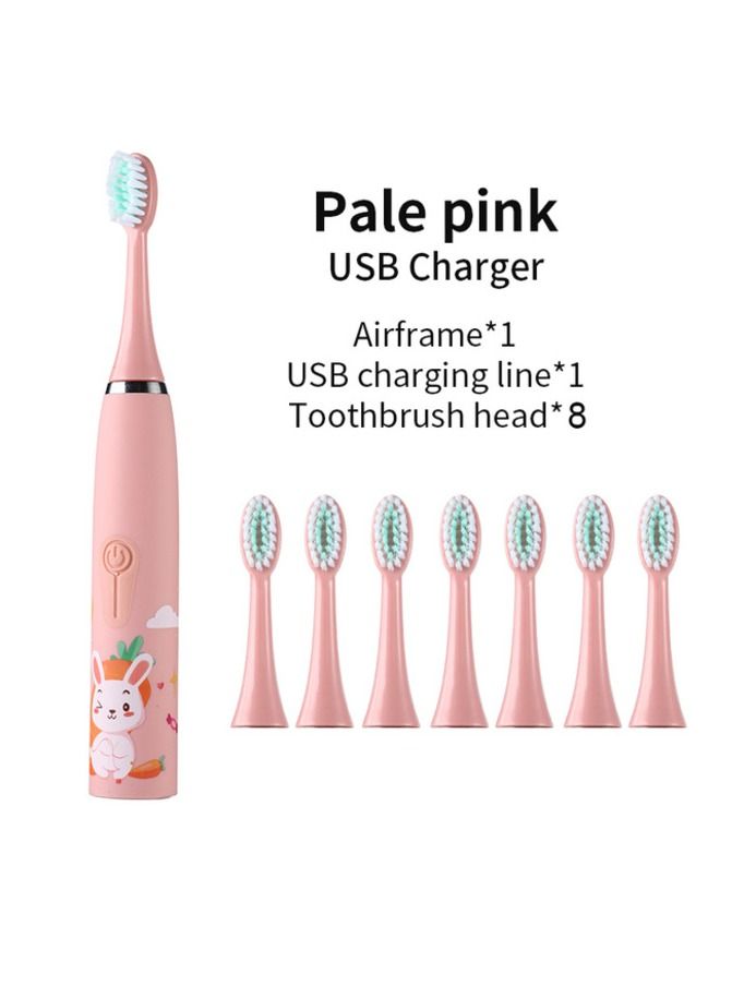 Electric Toothbrush for KIDS- 4 Powerful Cleaning & Whitening Modes with Soft Dupont Bristles 3 Hours Quick Charge for 45 Days IPX7 Waterproof Travel Portable Oral Dental Care Kit PINK