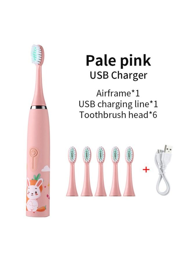 Electric Toothbrush for KIDS- 4 Powerful Cleaning & Whitening Modes with Soft Dupont Bristles 3 Hours Quick Charge for 45 Days IPX7 Waterproof Travel Portable Oral Dental Care Kit PINK