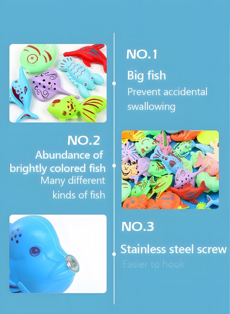 Magnetic Fishing Toys for Kids,Fishing Game Pool Toys for Kiddie Pool with 2 Fishing Pole and 44 Fishes,Toddlers Pool Toys, Fishing Toy, Outdoor Fishing Bath Toy,Stem Toy