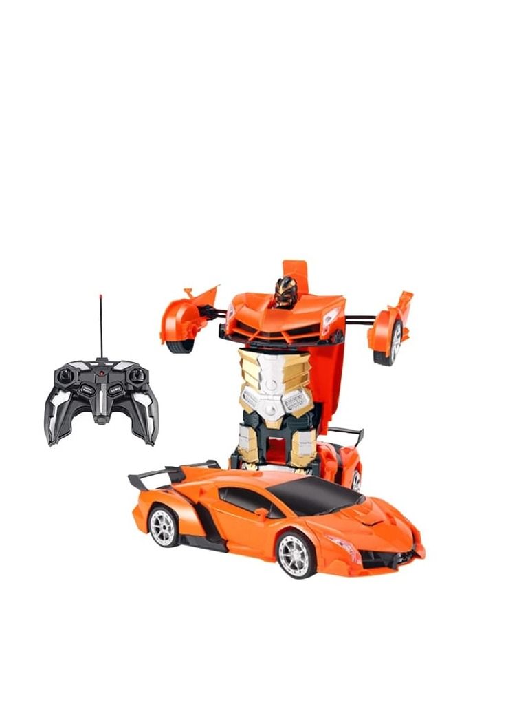 Rambo Orange Remote Control Car Transform Robot RC Car with 40MHz Version Remote And One Button Transforming 360 Degree Rotation Drifting Ideal Car Scale and Birthday Gift
