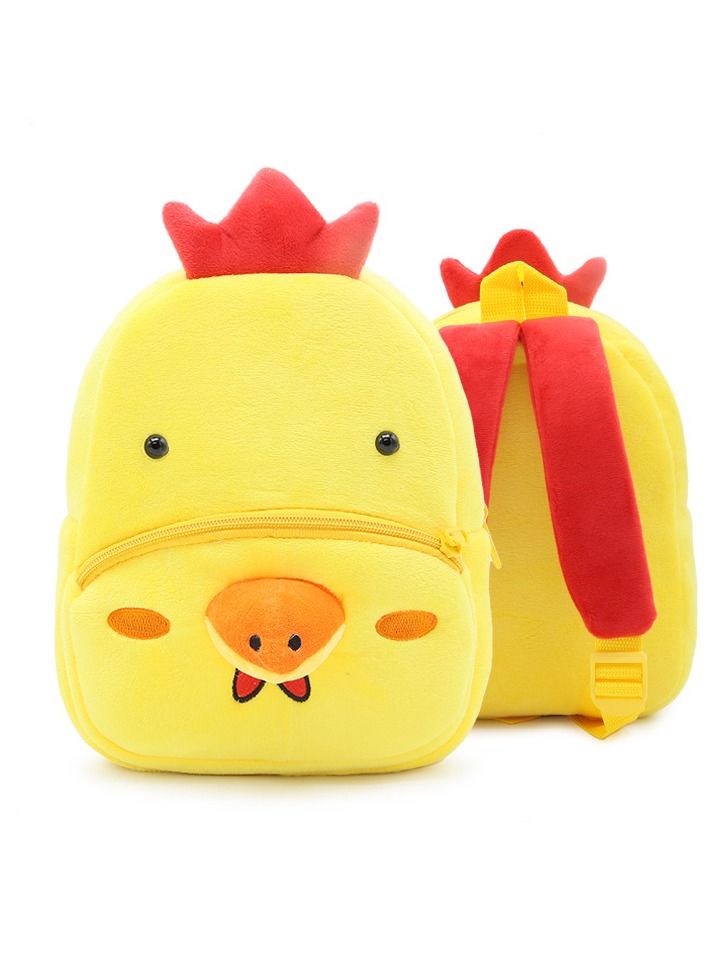 Cartoon chicken plush animal backpack Children's Kindergarten Knapsack Soft light Mini toy backpack Birthday gift