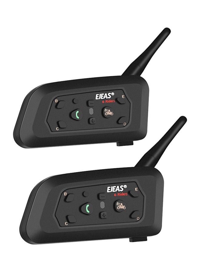 2-Piece Bluetooth Motorcycle Helmet Intercom Headset Black