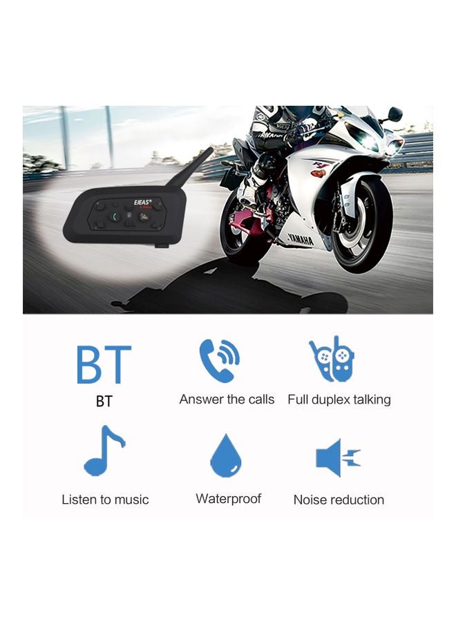 2-Piece Bluetooth Motorcycle Helmet Intercom Headset Black