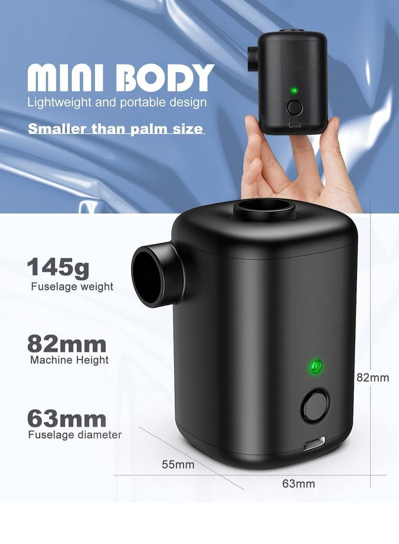 Portable Air Pump 3000mAh Rechargeable Battery Air Pump for Children's Pools Mini Airbed Pump with 4 Nozzles for Pool Floats Air Bed Air Mattress Swimming Ring Vacuum storage bags
