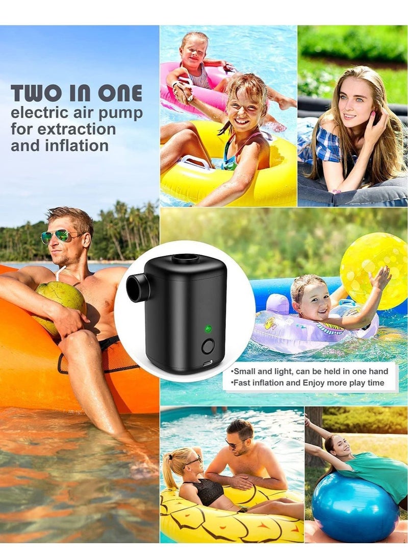 Portable Air Pump 3000mAh Rechargeable Battery Air Pump for Children's Pools Mini Airbed Pump with 4 Nozzles for Pool Floats Air Bed Air Mattress Swimming Ring Vacuum storage bags