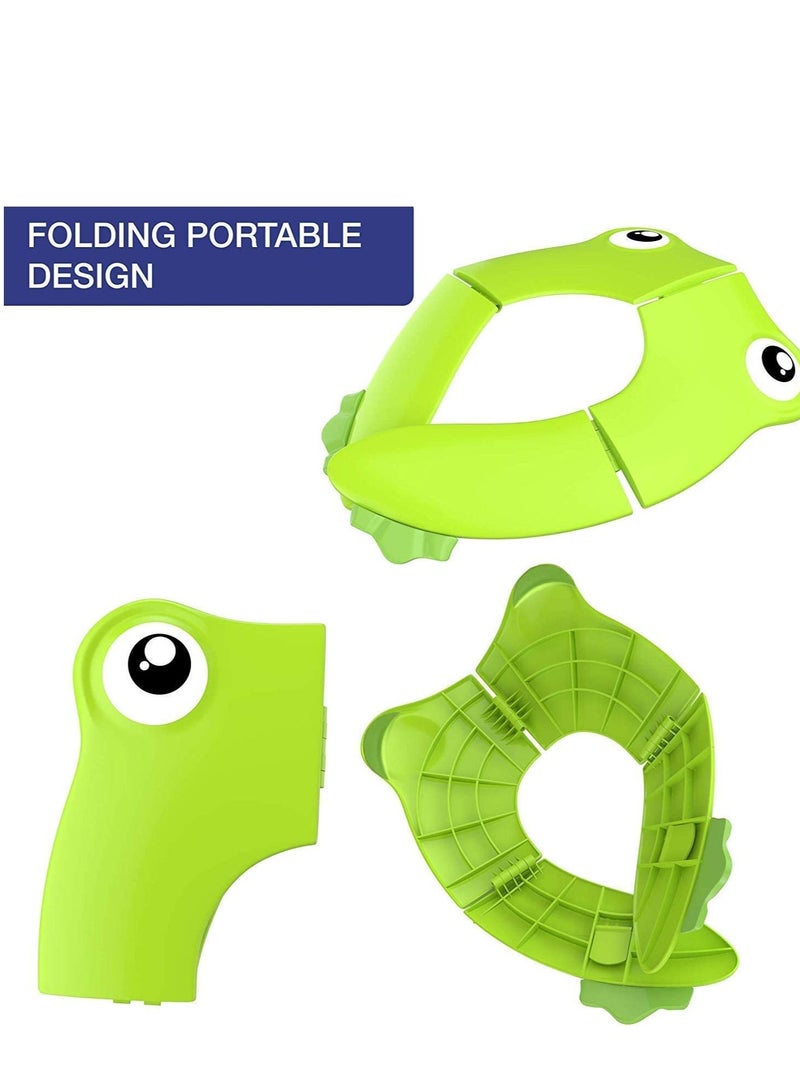 Kids Toilet Seat Cover Travel Portable Folding Potty Training Non Slip Silicone Pads, Reusable Toddlers Toilet Seat Covers Liners Fits Round & Oval Toilets Suitable for Kids Baby
