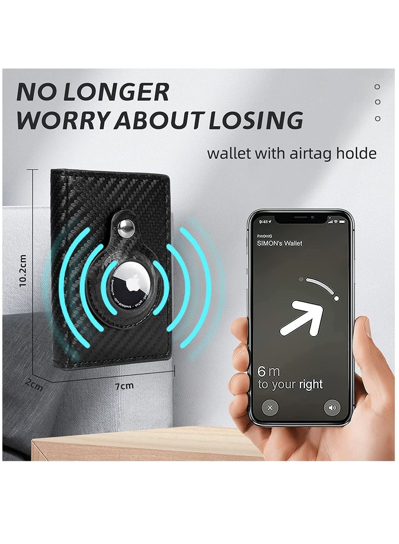 AirTag Wallet for Men Card Holder RFID   Blocking Smart Air Tag Leather Wallet with Apple Airtag Holder