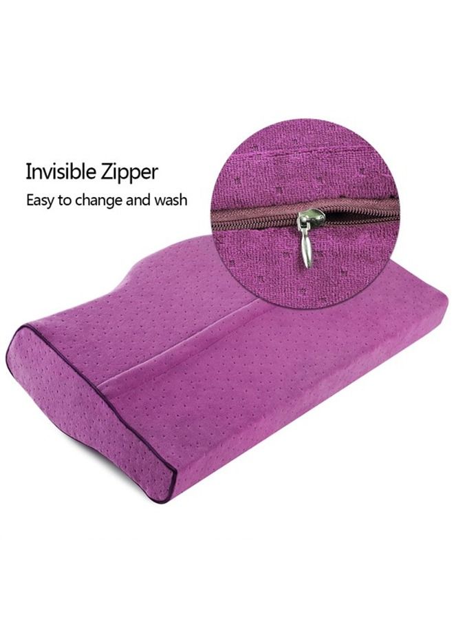 Contour Memory Foam Pillow for Neck Pain Relief for Side Back Stomach Sleepers Purple