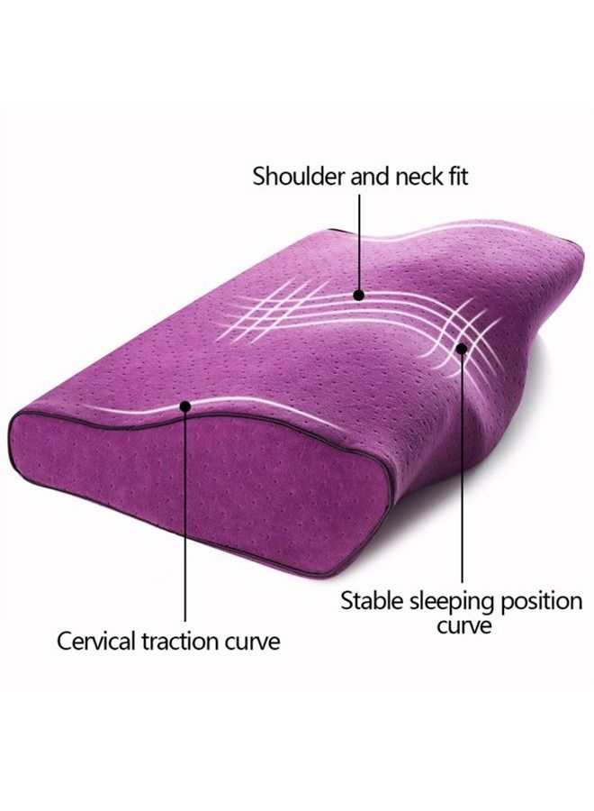 Contour Memory Foam Pillow for Neck Pain Relief for Side Back Stomach Sleepers Purple