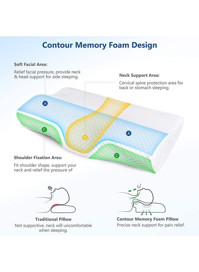Contour Memory Foam Pillow for Neck Pain Relief for Side Back Stomach Sleepers Purple