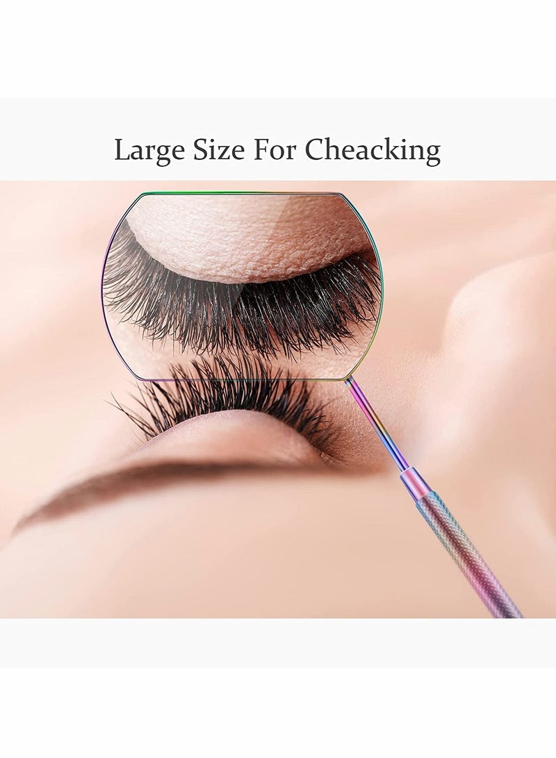 Eyelash Lash Mirror for Extensions Extension, Rainbow Color Large Square Stainless Steel Tools Beautiful (2 Pcs)