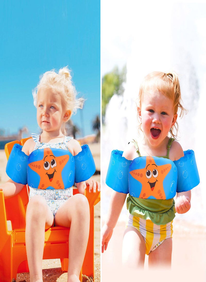 Kids Swim Vest, Foldable Swim Vest Jacket with Adjustable Safety Strap, Suitable for Children Aged 2, 3, 4, 5, 6, and 7 to Learn to Swim and Train