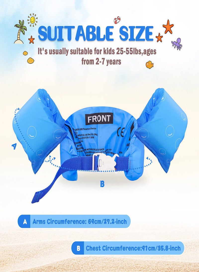 Kids Swim Vest, Foldable Swim Vest Jacket with Adjustable Safety Strap, Suitable for Children Aged 2, 3, 4, 5, 6, and 7 to Learn to Swim and Train