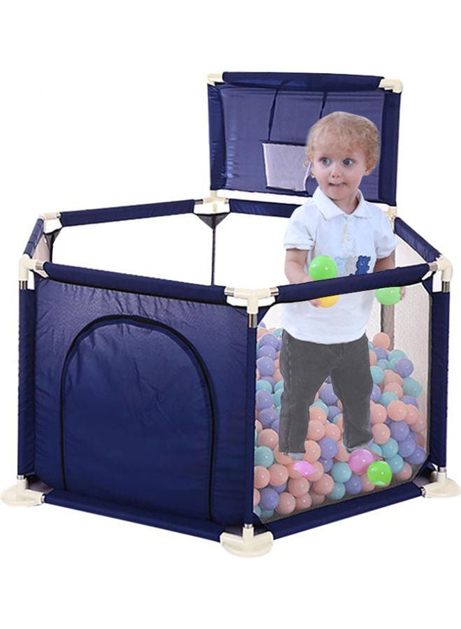 Foldable Activity Center Playpen With Basketball Hoop 130x130x110cm