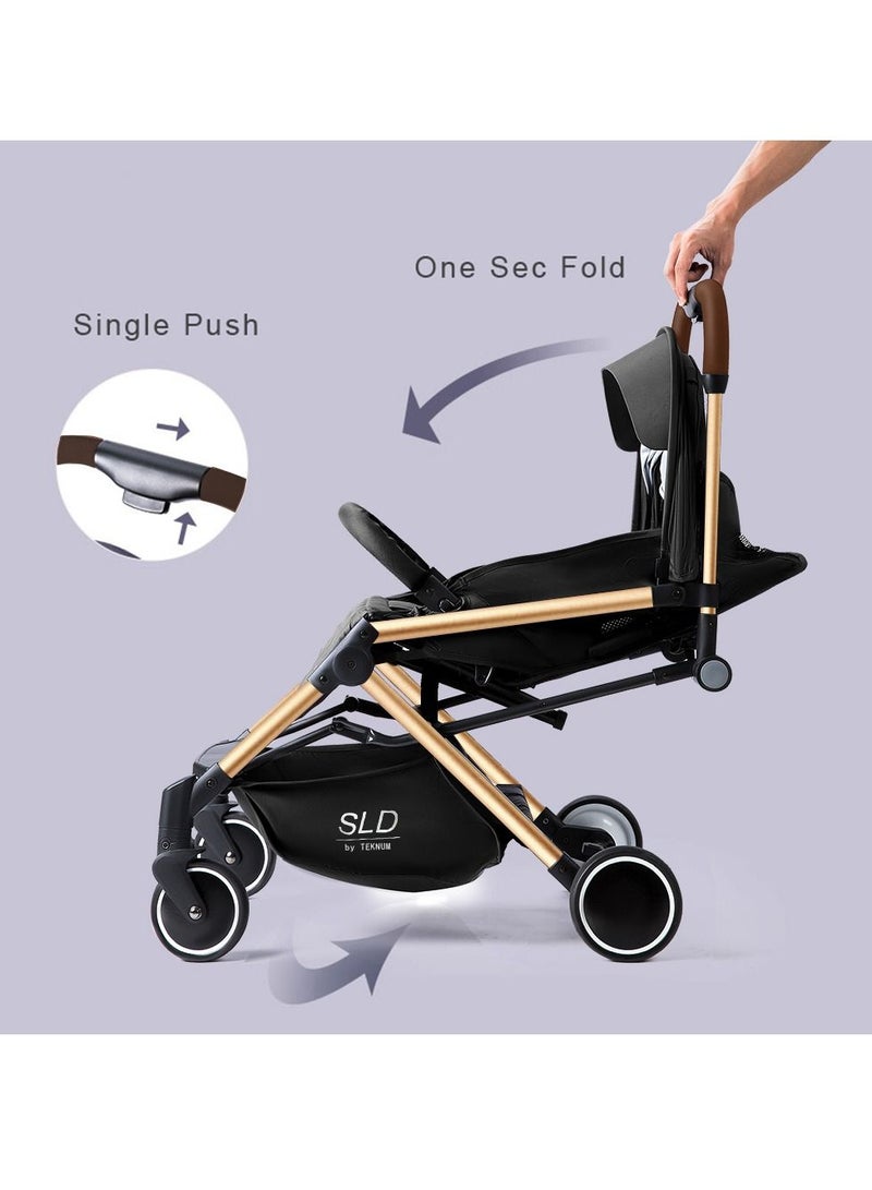 Baby Travel Lite Stroller Sld With Lightweight And Easly Foldable - Black Gold