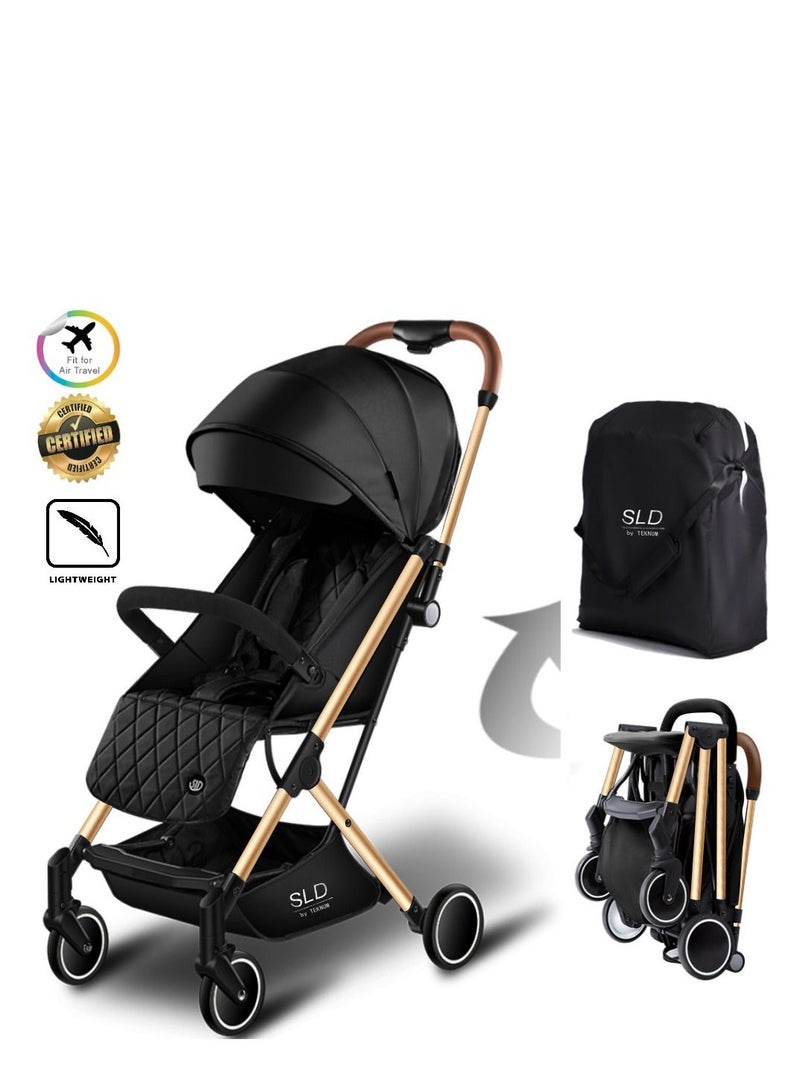 Baby Travel Lite Stroller Sld With Lightweight And Easly Foldable - Black Gold