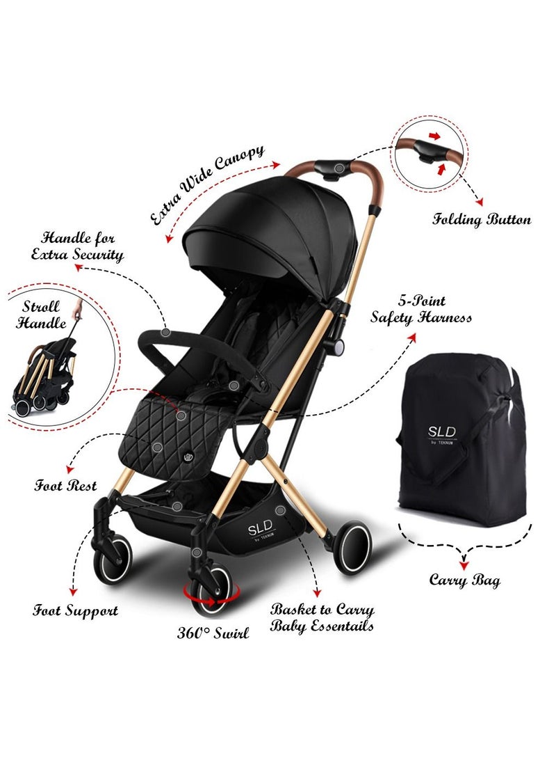 Baby Travel Lite Stroller Sld With Lightweight And Easly Foldable - Black Gold