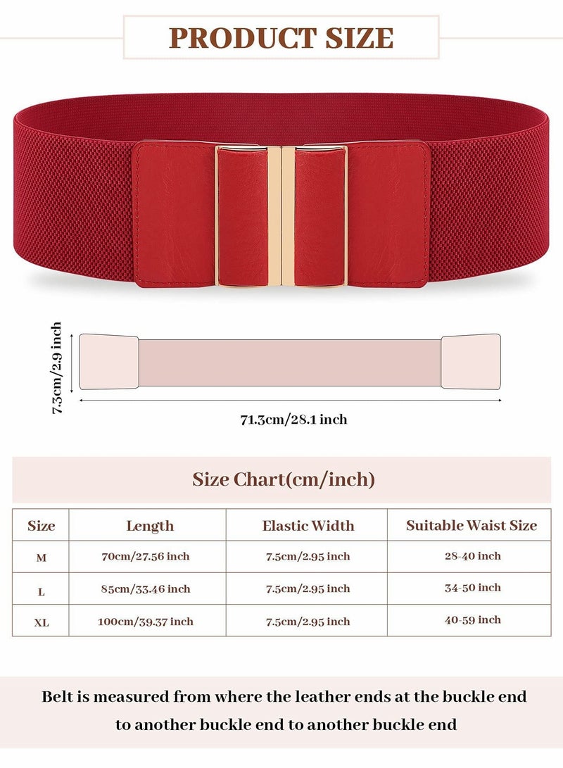 3 Pieces Women Wide Belt Elastic Cinch Waistband Stretch Dress Belt for Ladies