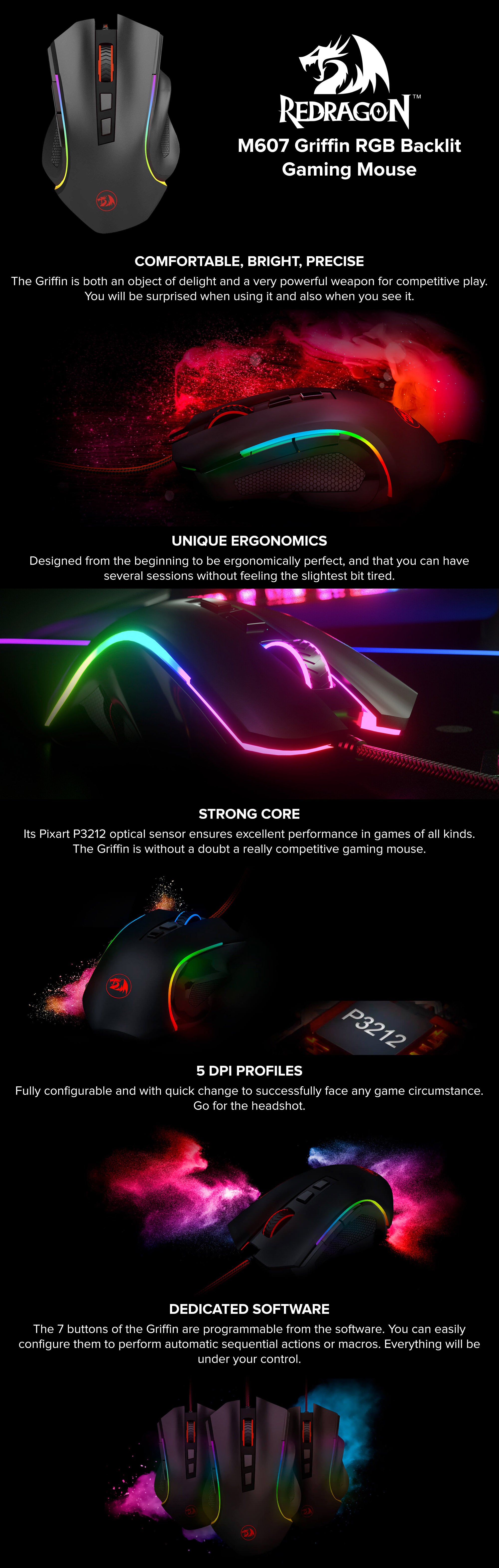 M607 USB Wired Programmable Gamer Mouse