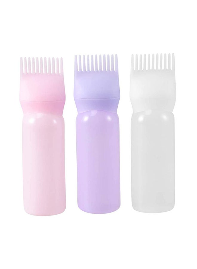 3 Piece Hair Dye Applicator Bottle With Brush White/Purple/Pink 17x4.5cm