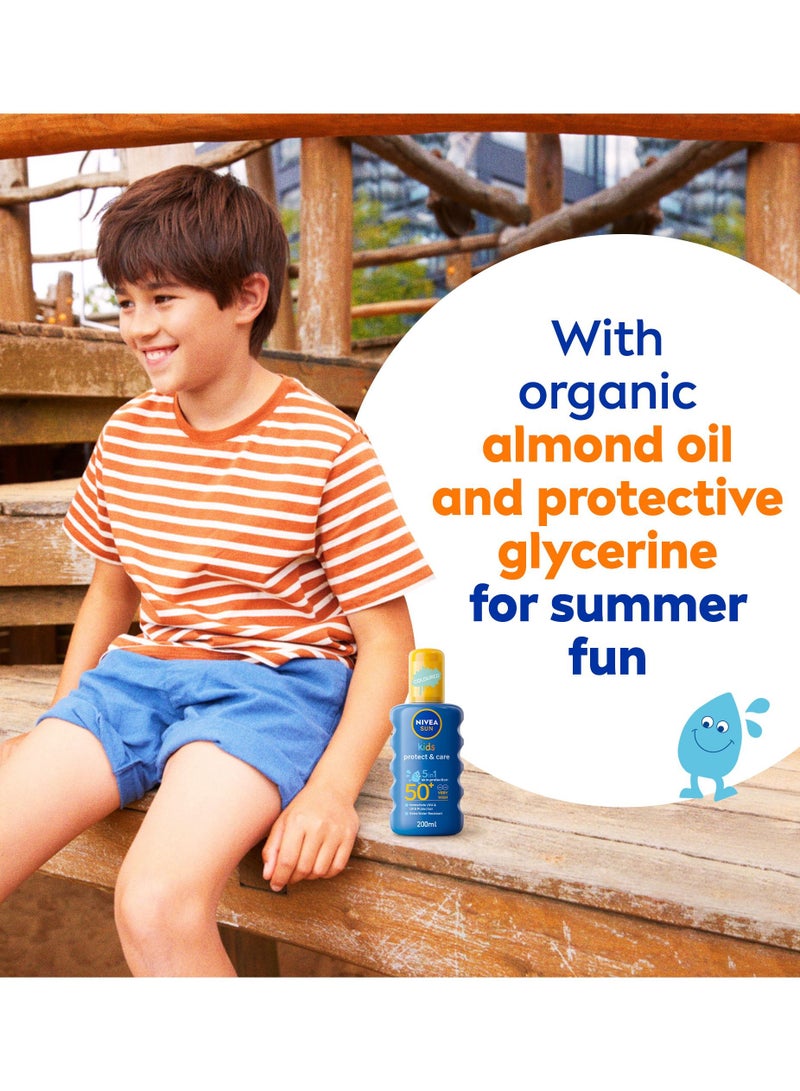 NIVEA SUN Kids Spray, UVA & UVB Sunscreen Protection, Protect & Play Moisturizing, SPF 50+, 2x200ml