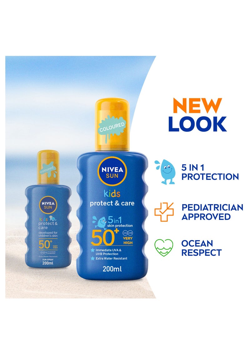 NIVEA SUN Kids Spray, UVA & UVB Sunscreen Protection, Protect & Play Moisturizing, SPF 50+, 2x200ml