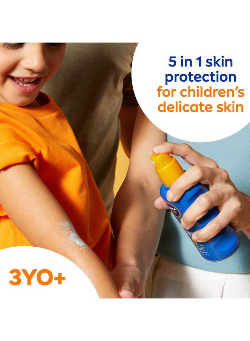 NIVEA SUN Kids Spray, UVA & UVB Sunscreen Protection, Protect & Play Moisturizing, SPF 50+, 2x200ml