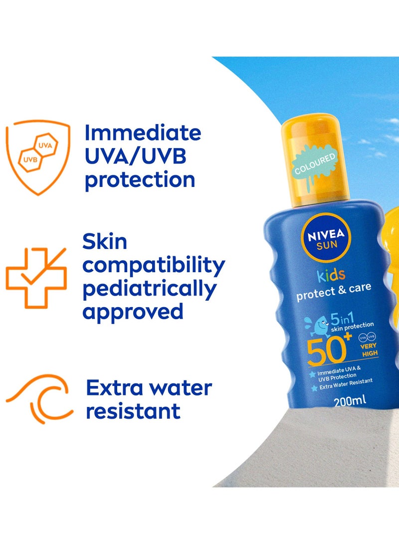 NIVEA SUN Kids Spray, UVA & UVB Sunscreen Protection, Protect & Play Moisturizing, SPF 50+, 2x200ml