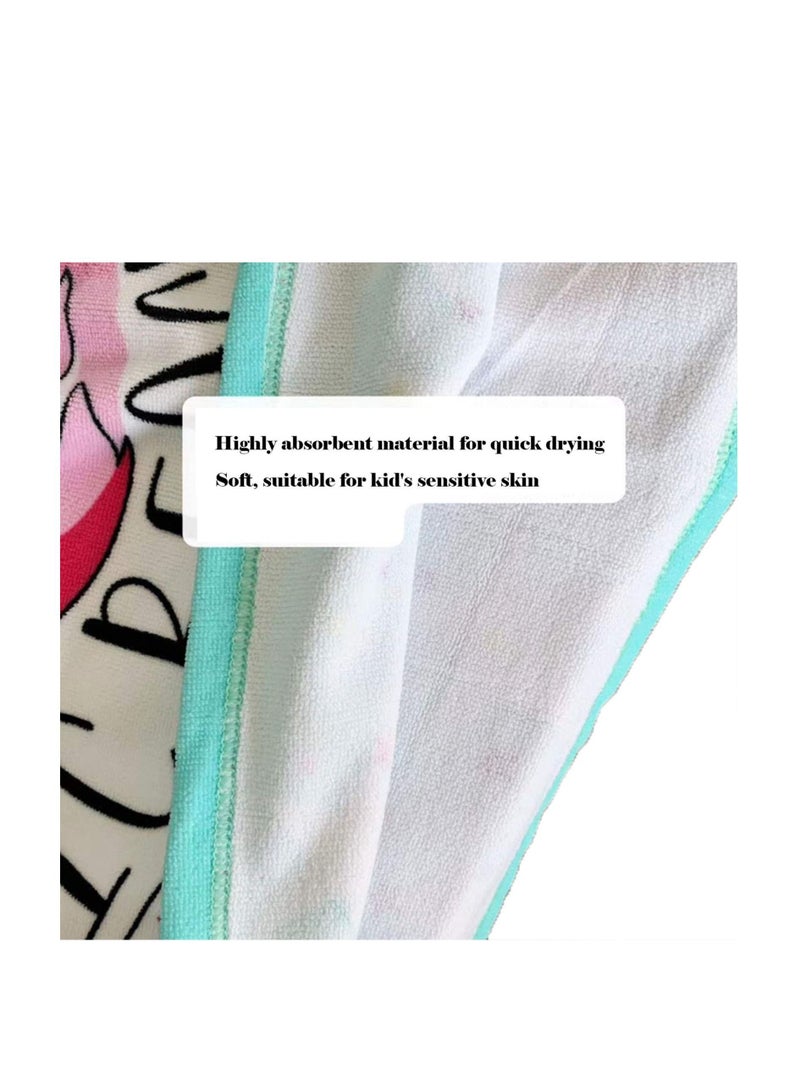 Beach Poncho Larger Hooded Beach Towel, Beach Accessories Essentials, Surf Poncho Changing Towel Robe, Kids Microfiber Bath Towel Cover-up Super Soft Plush, with Hood for Kids for Girls