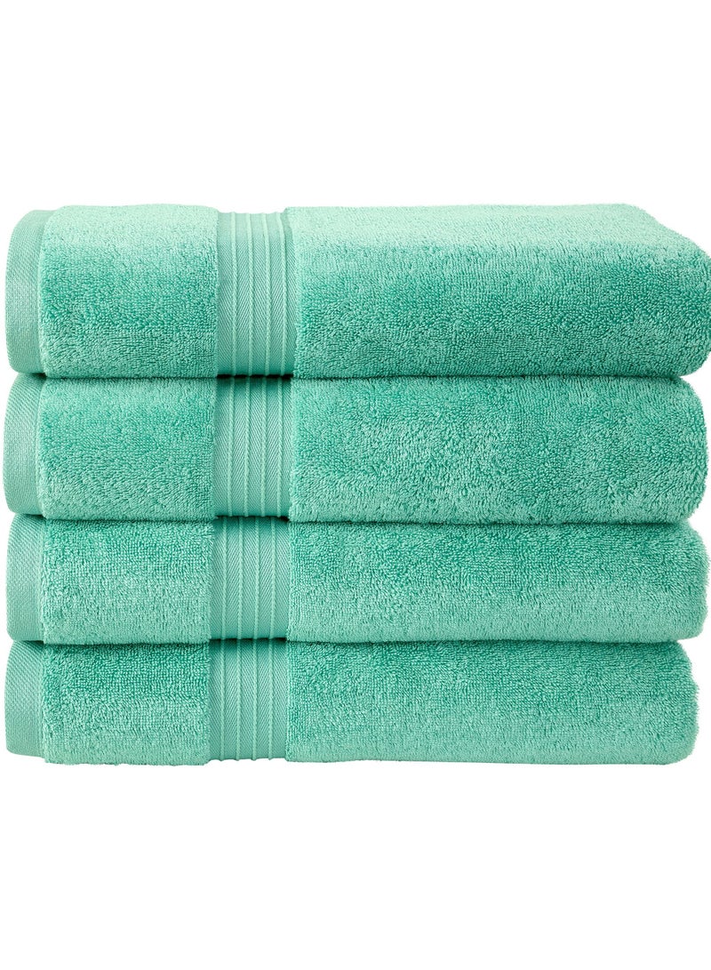 4-Piece 100% Combed Cotton 550 GSM Quick Dry Highly Absorbent Thick Soft Hotel Quality For Bath And Spa Bathroom Towel Set Mint 70x140cm