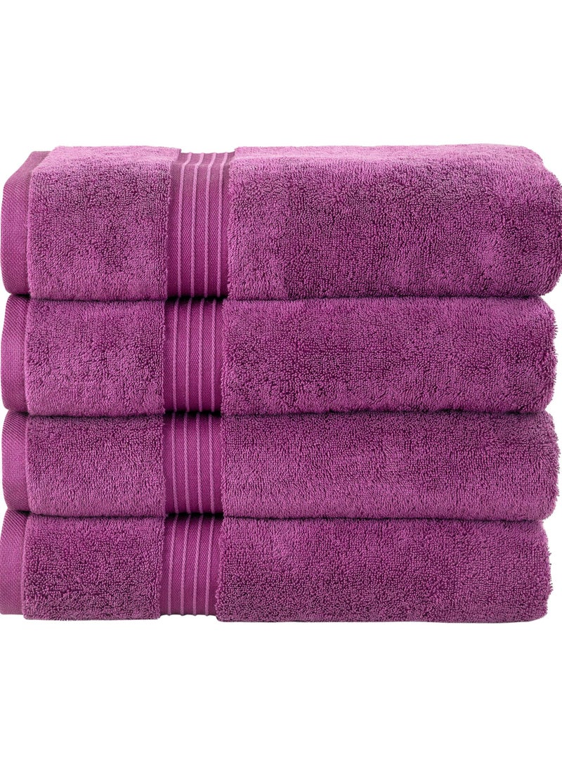 4-Piece 100% Combed Cotton 550 GSM Quick Dry Highly Absorbent Thick Soft Hotel Quality For Bath And Spa Bathroom Towel Set Plum 70x140cm