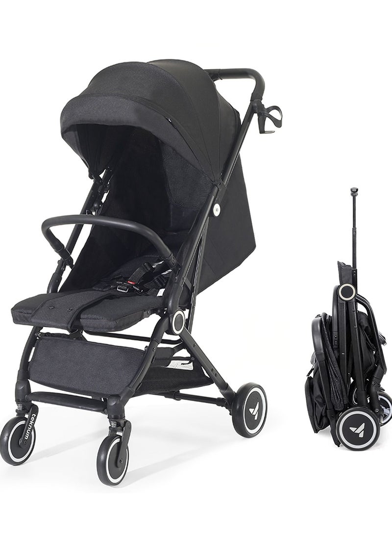 Travel Cabin Stroller With Single Hand One - Sec Fold, Cabin Approved, Extra Wide Canopy And Wide Seat Base - Black