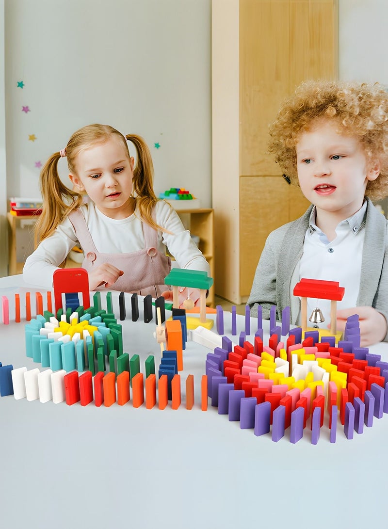 240 PCS Bulk Dominoes Set for Kids,Wooden Building Blocks Bulk Dominoes Racing Tile Games with Storage Box,Developmental Toys