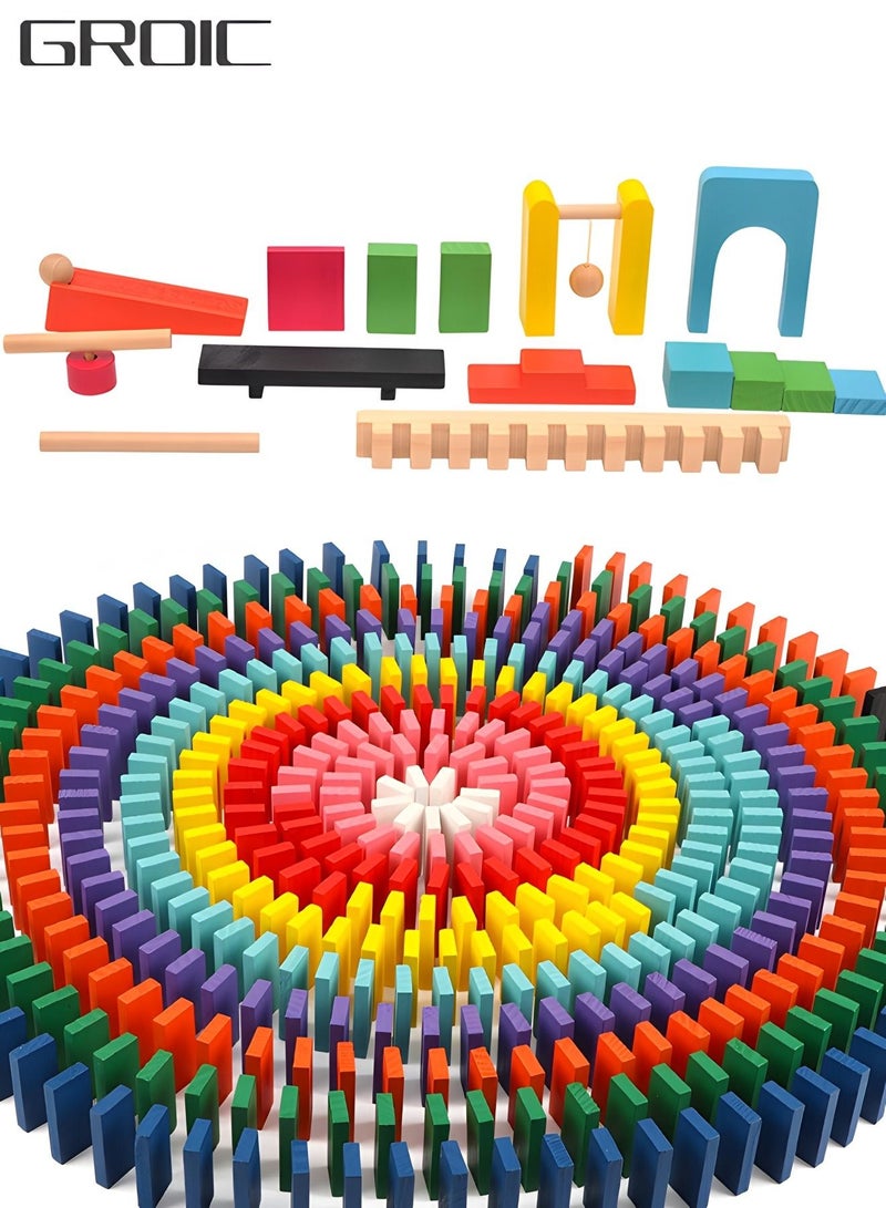 240 PCS Bulk Dominoes Set for Kids,Wooden Building Blocks Bulk Dominoes Racing Tile Games with Storage Box,Developmental Toys