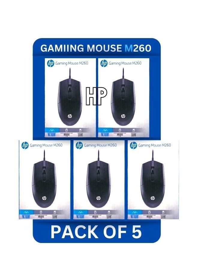 Pack of 5 HP M260 RGB Backlighting USB Wired Gaming Mouse