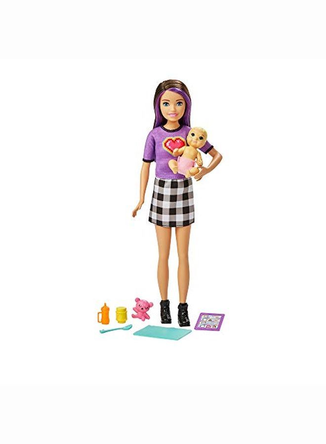 Skipper Babysitters Inc. Doll & Accessories Set With 9In Brunette Skipper Doll Baby Doll & 4 Storytelling Pieces For 3 To 7 Year Olds