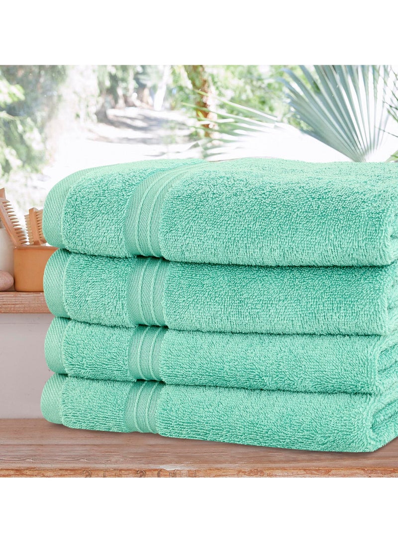 4-Piece 100% Combed Cotton 550 GSM Quick Dry Highly Absorbent Thick Handroom Soft Hotel Quality For Hand And Spa Hand Towel Set Mint 40x70cm