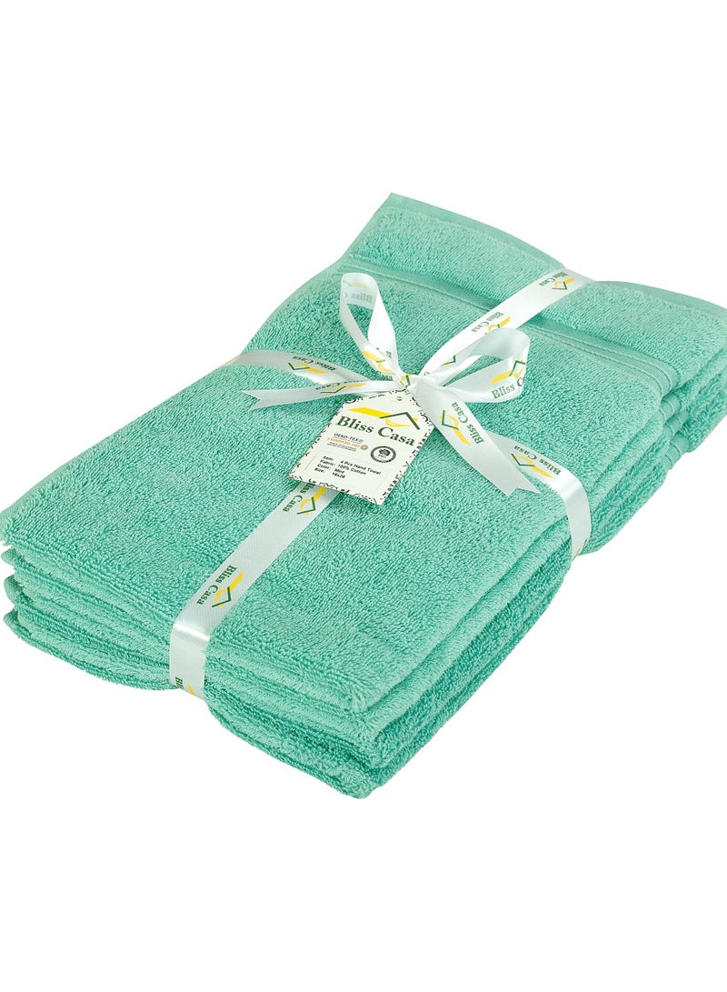 4-Piece 100% Combed Cotton 550 GSM Quick Dry Highly Absorbent Thick Handroom Soft Hotel Quality For Hand And Spa Hand Towel Set Mint 40x70cm