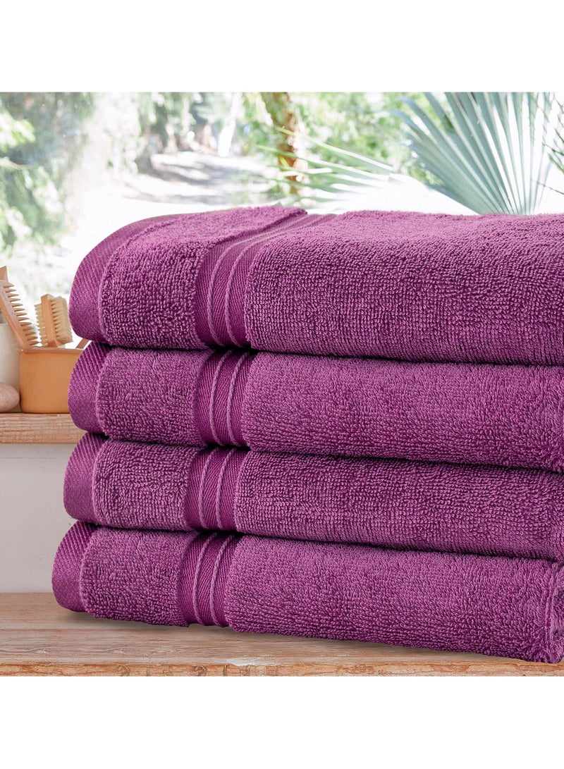 4-Piece 100% Combed Cotton 550 GSM Quick Dry Highly Absorbent Thick Handroom Soft Hotel Quality For Hand And Spa Hand Towel Set Plum 40x70cm