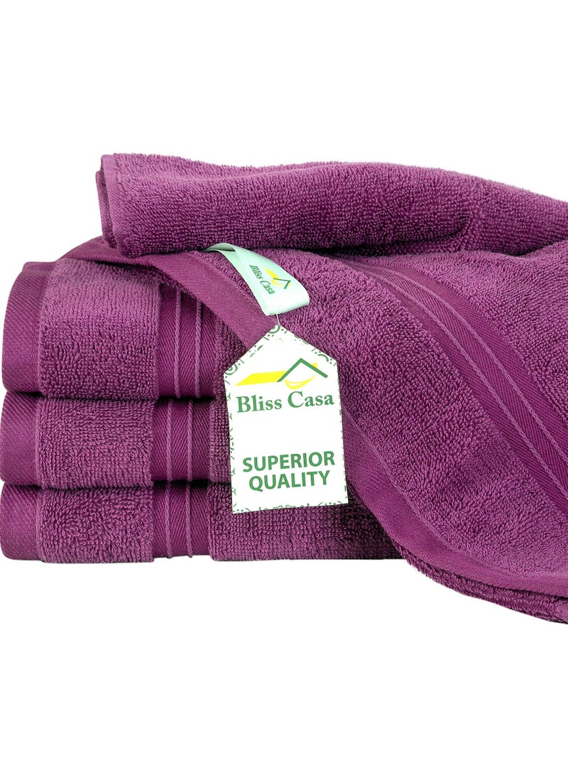 4-Piece 100% Combed Cotton 550 GSM Quick Dry Highly Absorbent Thick Handroom Soft Hotel Quality For Hand And Spa Hand Towel Set Plum 40x70cm