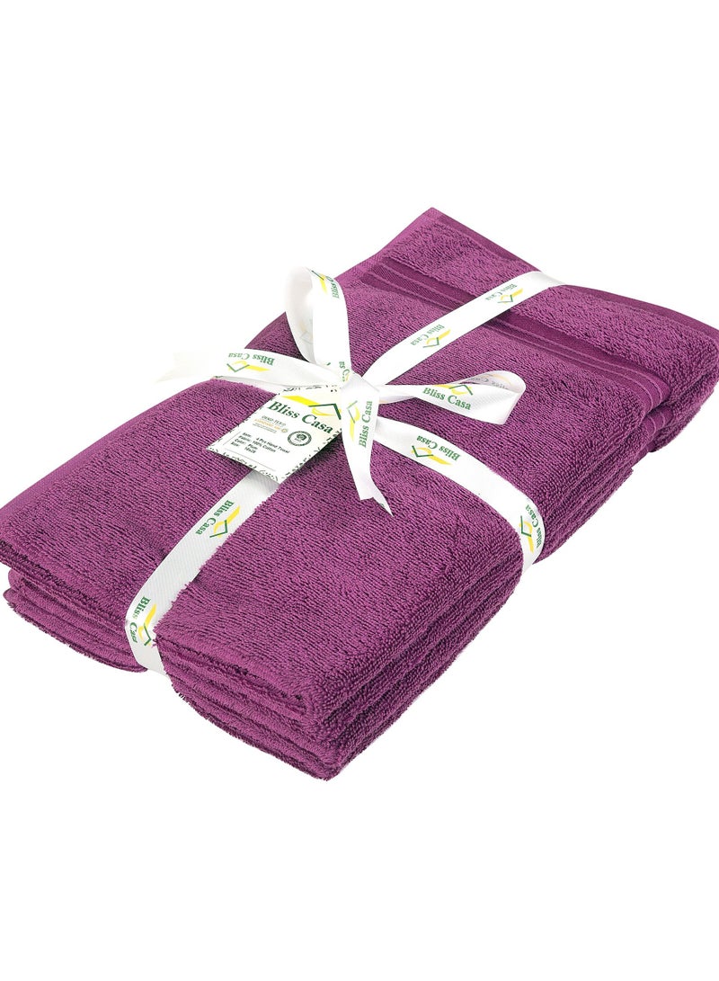 4-Piece 100% Combed Cotton 550 GSM Quick Dry Highly Absorbent Thick Handroom Soft Hotel Quality For Hand And Spa Hand Towel Set Plum 40x70cm