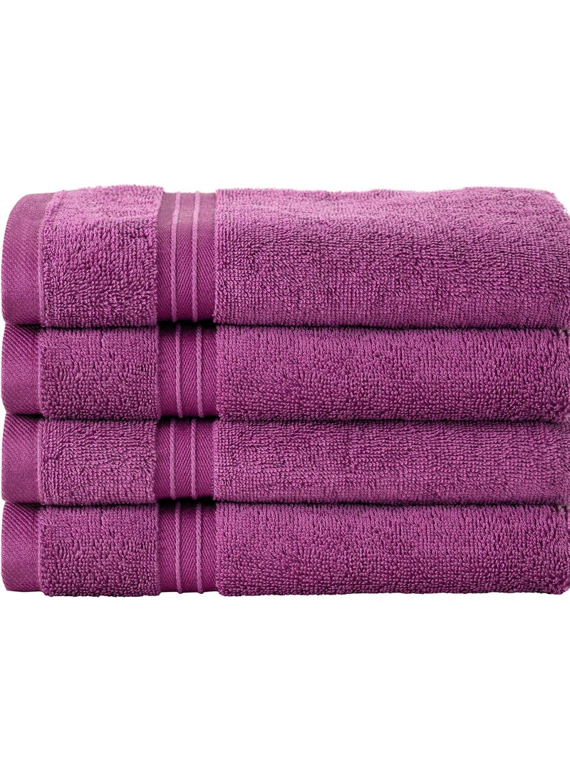 4-Piece 100% Combed Cotton 550 GSM Quick Dry Highly Absorbent Thick Handroom Soft Hotel Quality For Hand And Spa Hand Towel Set Plum 40x70cm