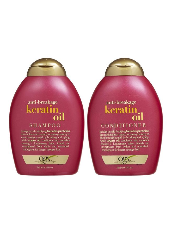 2-Piece Anti-Breakage Keratin Oil Shampoo And Conditioner Set 39ml