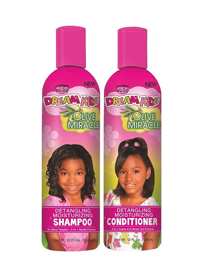 2-Piece Dream Kids Olive Miracle Detangling Shampoo And Conditioner Combo Set 355ml