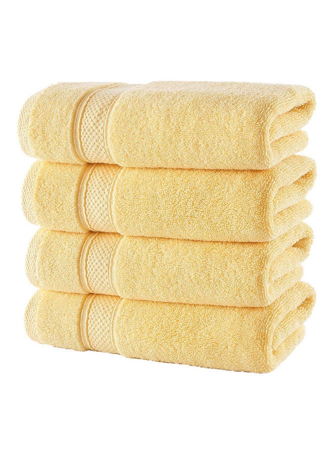 4-Piece 100% Cotton Quick Dry Highly Absorbent Thick Soft Hand Towel Set Lemon Yellow 40 x 75cm