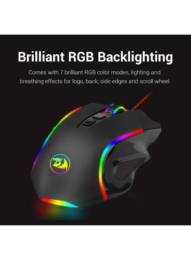 Redragon M602 NEMEANLION 3000 DPI USB Gaming Mouse for PC, 7 Buttons, 7 Color LED Backlighting