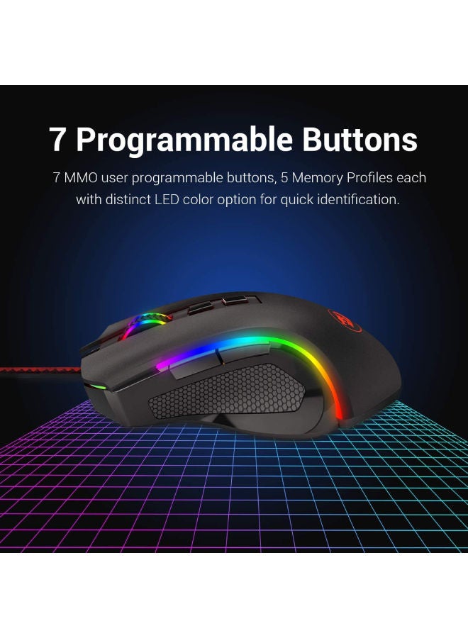 Redragon M602 NEMEANLION 3000 DPI USB Gaming Mouse for PC, 7 Buttons, 7 Color LED Backlighting