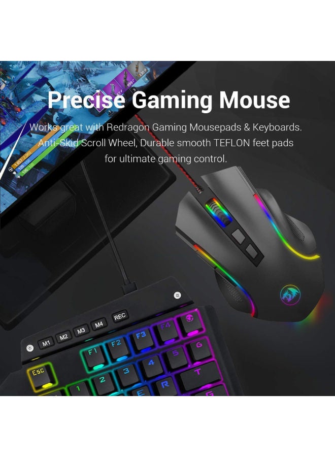 Redragon M602 NEMEANLION 3000 DPI USB Gaming Mouse for PC, 7 Buttons, 7 Color LED Backlighting