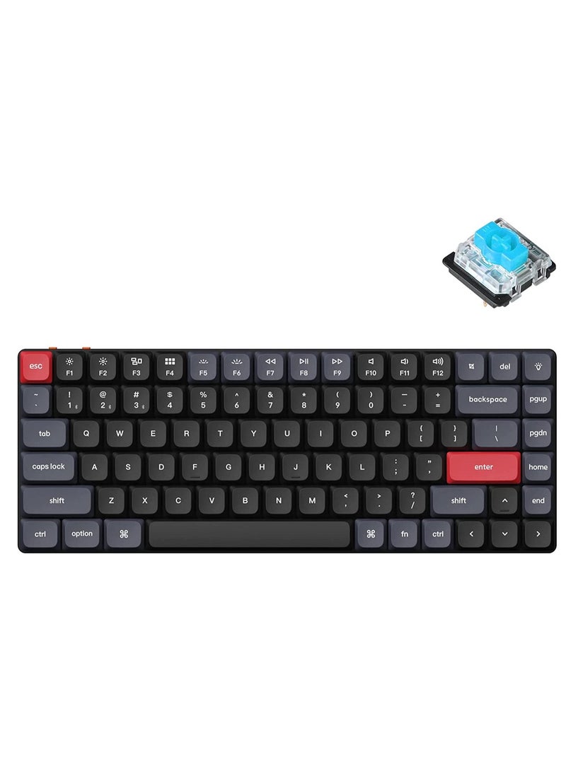 K3 Pro Wireless Custom Mechanical Keyboard, 84 keys 75% Layout QMK/VIA Programmable Bluetooth/Wired White Backlight Ultra-Slim with Gateron Low-Profile Blue Switch Compatible with Mac Windows Linux