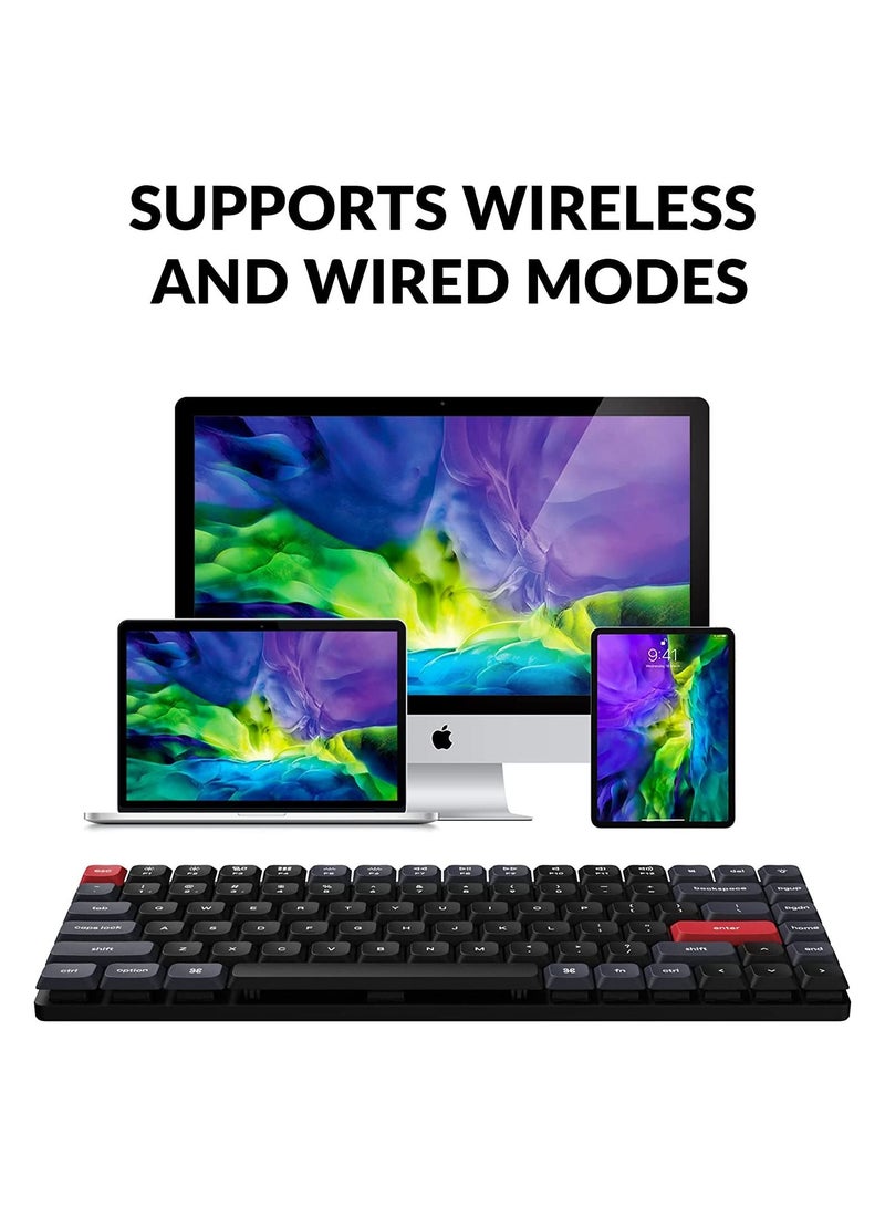 K3 Pro Wireless Custom Mechanical Keyboard, 84 keys 75% Layout QMK/VIA Programmable Bluetooth/Wired White Backlight Ultra-Slim with Gateron Low-Profile Blue Switch Compatible with Mac Windows Linux